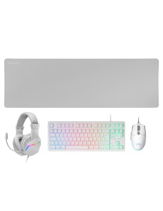 MCP-RGB3, Pack Gaming Teclado Fixed RGB + Ratón Gaming RGB Flow 3200 DPI + Auriculares Over-Ear RGB + Alfombrilla XXL, Blanco, I