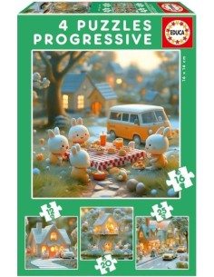 PUZZLE PROGRESIVO 6 9 12 16 PIEZAS CIUDAD DE CONEJITOS