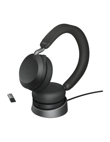 Evolve2 75 Auriculares Inalámbrico y alámbrico Diadema Oficina/Centro de llamadas Bluetooth Base de carga Negro