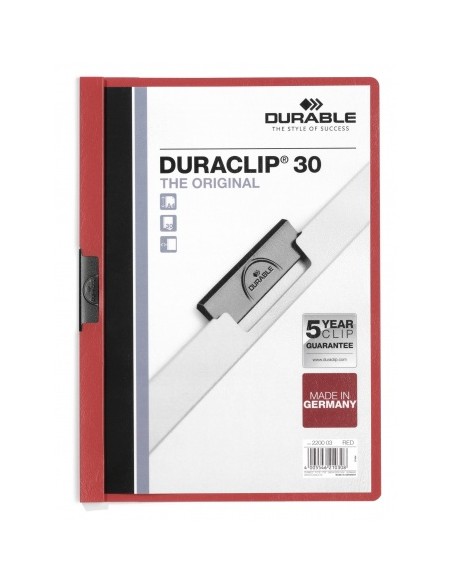 Pack 25 Unid. Duraclip 30 archivador Rojo, Transparente PVC 220003