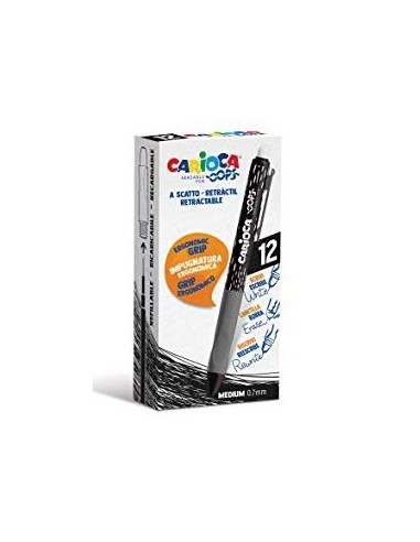 CARIOCA BOLÍGRAFO RETRÁCTIL OOPS BORRABLE MONOCOLOR NEGRO - CAJA DE 12