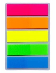 Blister 100 notas senalizadoras acetato transparente 5 colores