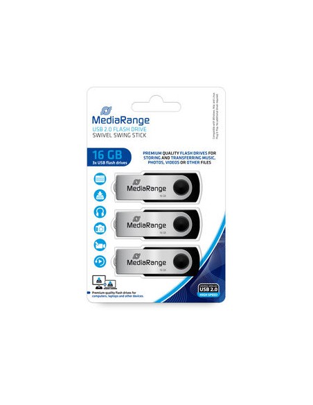 MR910-3 unidad flash USB 16 GB USB tipo A 2.0 Negro, Plata