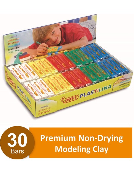 CAJA EXPOSITORA 30 PASTILLAS PLASTILINA 50 G COLORES PASTEL (5 UDS X 6 COLORES)  JOVI 70P