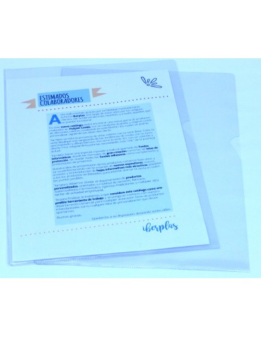 CAJA 30 DOSSIER FORMATO FOLIO  L C/UÑERO PVC CRISTAL 300 MICRAS IBERPLAS 25730