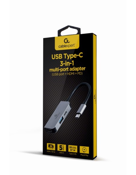 A-CM-COMBO3-02 base para portátil y replicador de puertos Alámbrico USB 3.2 Gen 1 (3.1 Gen 1) Type-C Plata