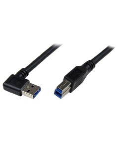 Cable 1m USB 3.0 Super Speed USB B Macho a USB A Macho Acodado en Ángulo a la Derecha - Negro