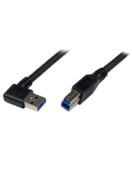 Cable 1m USB 3.0 Super Speed USB B Macho a USB A Macho Acodado en Ángulo a la Derecha - Negro