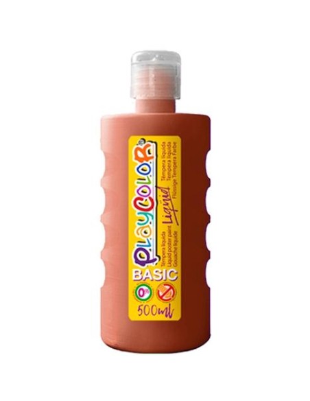 PLAYCOLOR TÉMPERA LÍQUIDA BASIC BOTELLA 500ML MARRÓN 19451 - Paquete 6 unidades