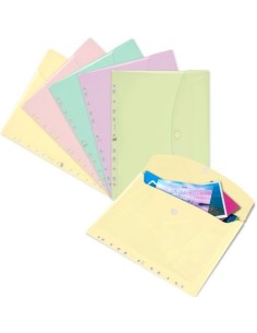 Paq 15 carpeta sobre a4 multitaldro cierre broche colores pastel surtidos