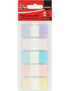 BLISTER 5 MARCADORES AUTOADHESIVOS TRANSLUCIDOS 20X45