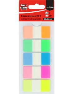 BLISTER 5 MARCADORES AUTOADHESIVOS TRANSLUCIDOS 20X45