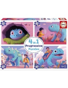 PUZZLE PROGRESIVO 4 EN 1 SIMPATICOS DINOS 20 40 60 80 PZS