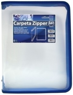 CARP.PORTADOC.OFF.BOX ZIPPER AZUL - Pack de 10 unidades