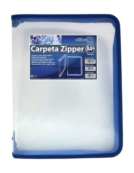 CARP.PORTADOC.OFF.BOX ZIPPER AZUL - Pack de 10 unidades