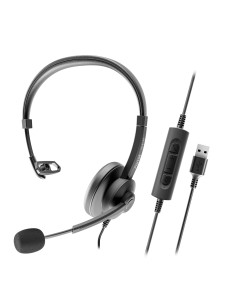 AXH-ACEUCM auricular y casco Auriculares Alámbrico Diadema Oficina/Centro de llamadas USB Type-C / USB Type-A Negro