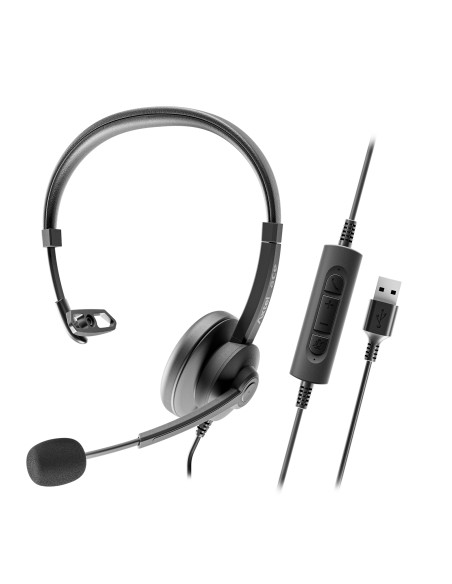 AXH-ACEUCM auricular y casco Auriculares Alámbrico Diadema Oficina/Centro de llamadas USB Type-C / USB Type-A Negro