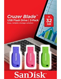 Cruzer Blade 3x 32GB unidad flash USB USB tipo A 2.0 Azul, Verde, Rosa