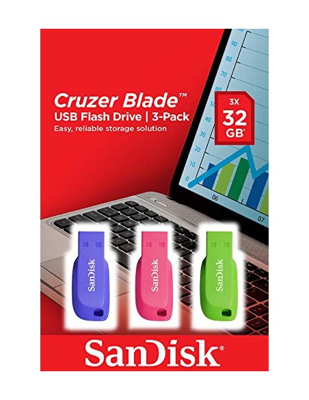 Cruzer Blade 3x 32GB unidad flash USB USB tipo A 2.0 Azul, Verde, Rosa