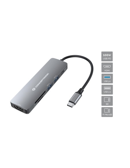 DONN11G base para portátil y replicador de puertos Alámbrico USB 3.2 Gen 1 (3.1 Gen 1) Type-C Gris