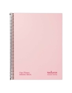 CUAD NAVIGATOR A4+ 80H 80GR 5X5 PASTEL ROSA 88463393 - Paquete 5 unidades