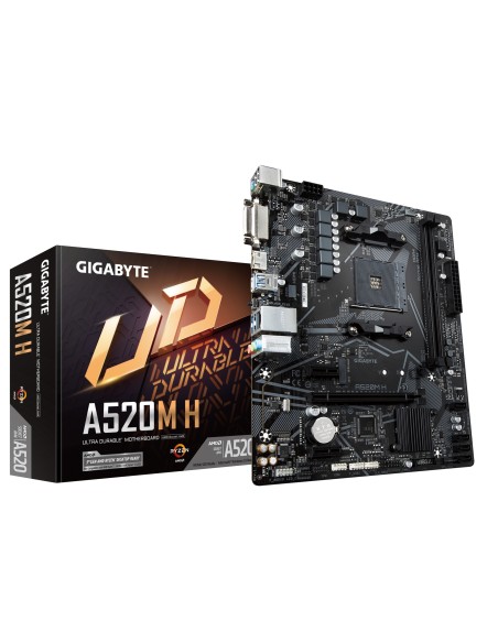Placa base A520M H - Compatible con CPUs AMD Ryzen serie 5000 AM4, VRM digital puro de 4+3 fases, hasta 5100MHz DDR4 (OC), PCIe 