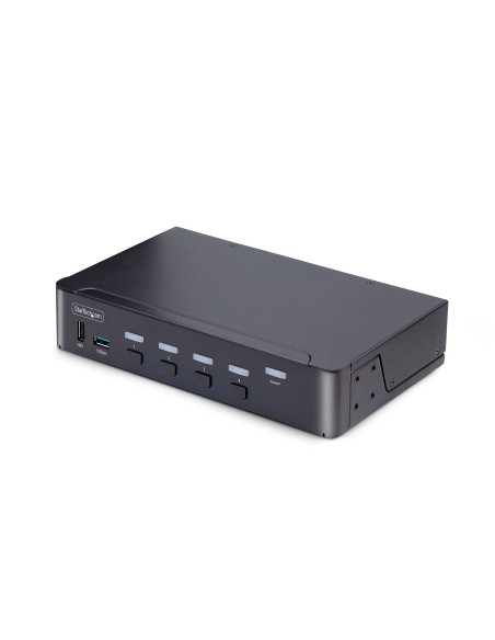 Switch Conmutador KVM DisplayPort de 4 Puertos - 8K60/4K144 - para Un Monitor - DP 1.4 - 2x USB 3.0 - 4x USB 2.0 HID - Botones y