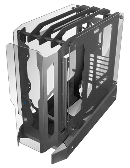 MC-EDGE, Caja Gaming ATX, Diseño Open Air, Triple Panel Cristal Templado, Semitorre PC Soporte Refrigeración Líquida Hasta 240mm