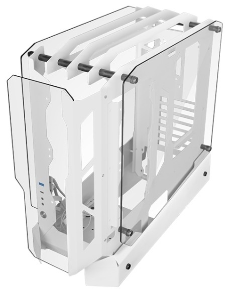 MC-EDGE, Caja Gaming ATX, Diseño Open Air, Triple Panel Cristal Templado, Semitorre PC Soporte Refrigeración Líquida Hasta 240mm