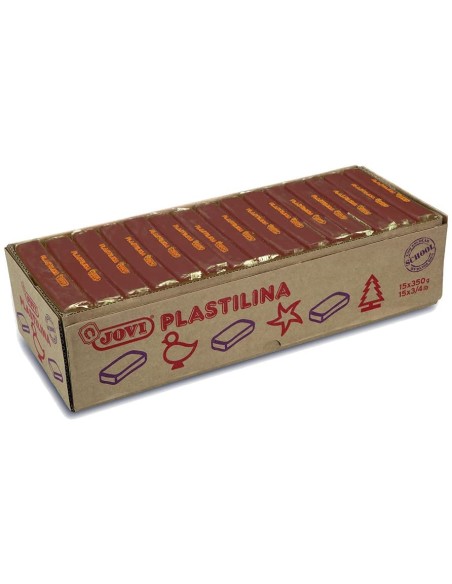 CAJA 15 PASTILLAS PLASTILINA 350 G - MARRÓN JOVI 7209