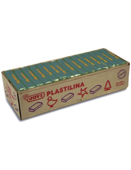 CAJA 15 PASTILLAS PLASTILINA 350 G - VERDE OSCURO JOVI 7211
