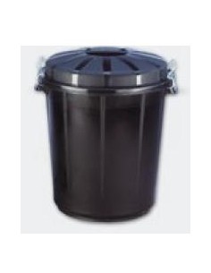 CUBO BASURA REDONDO CON TAPA 70L NEGRO