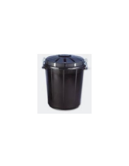 CUBO BASURA REDONDO CON TAPA 70L NEGRO