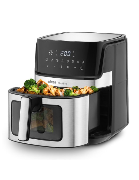 72805716 freidora Sencillo 6,5 L Independiente Freidora de aire caliente Negro, Acero inoxidable