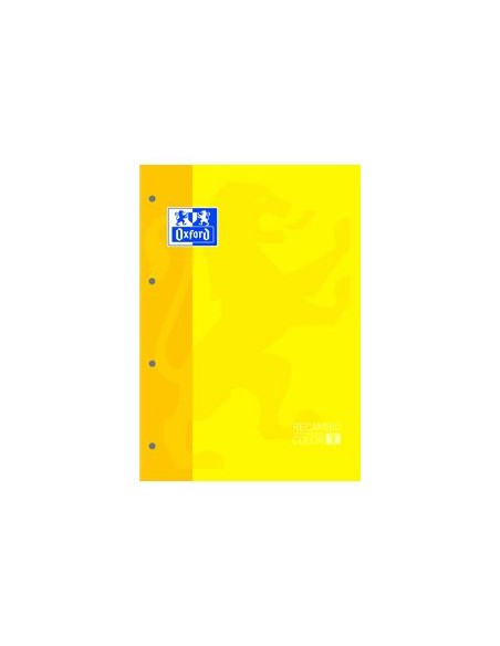 Paq 5 recambio color1 amarillo a4 80h 4 taladros 90g cuadricula 5x5
