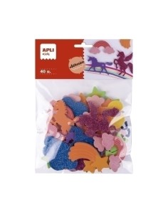 APLI FORMAS DE GOMA EVA ADHESIVA DISEÑO UNICORNIOS BOLSA DE 40 C/SURTIDOS +4 AÑOS 19371 - Pack de 5 unidades