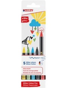 C 5 ROTULADOR EDDING 1200 GLITTER COLORES BASICOS