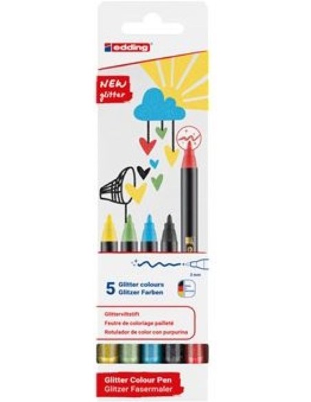 C 5 ROTULADOR EDDING 1200 GLITTER COLORES BASICOS