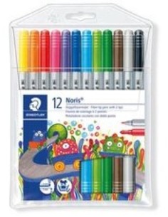 Estuche 12 rotuladores doble punta fina gruesa noris 320