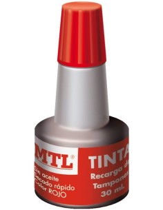 BOTELLA DE TINTA 30ML ROJO RECARGA ENTINTADO DE TAMPON MTL