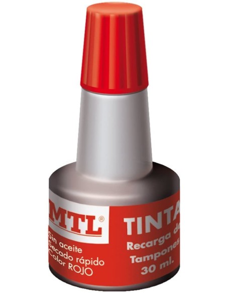 BOTELLA DE TINTA 30ML ROJO RECARGA ENTINTADO DE TAMPON MTL