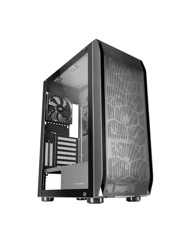 MC-PRO2, Torre Profesional E-ATX, Sistema CPU Freezer, 5 Ventiladores Ultra-silenciosos y Frontal Metal-Mesh, Color Negro