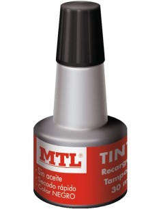 BOTELLA DE TINTA 30ML NEGRO RECARGA ENTINTADO DE TAMPON MTL