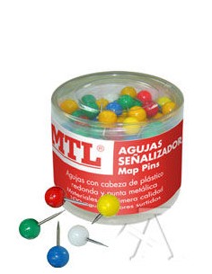 BOTE 100 AGUJAS SENALIZADORAS 8X16MM COLORES MTL