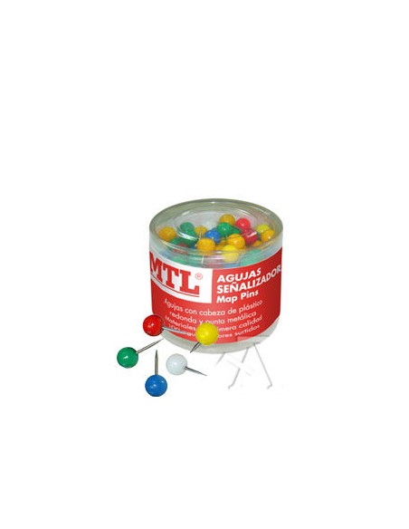 BOTE 100 AGUJAS SENALIZADORAS 8X16MM COLORES MTL