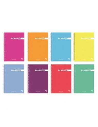 CUADERNO PLASTIPAC 90 GRS. TAPA POLIPROPILENO A-5 MICROPERFORADO 100 HOJAS CUADRÍCULA 5X5 + GRECA SURTIDO PACSA 16685 16685 - Pa