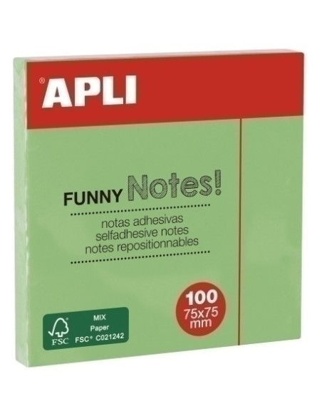 TACO NOTAS APLI 75x75PASTEL VD - Pack de 12 unidades