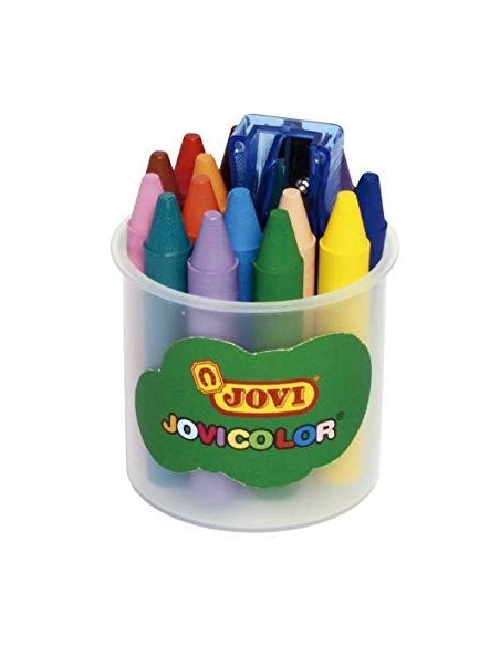 JOVI CERAS JOVICOLOR 75MM CON SACAPUNTAS COLORES SURTIDOS BOTE DE 16 980/16 - Pack de 6