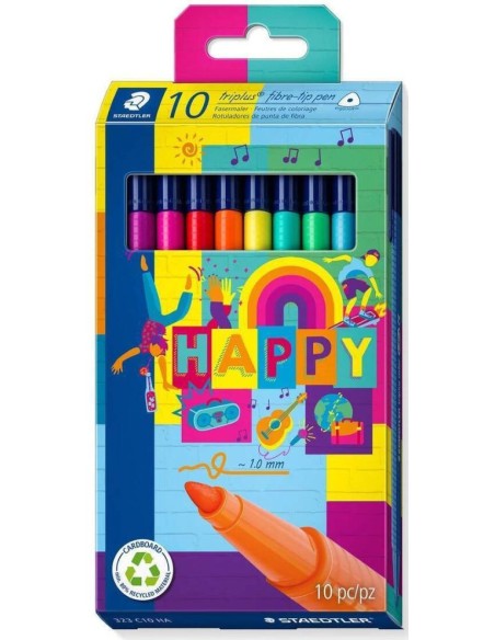 Estuche 10 rotuladores triplus 323 colores surtidos punta 1mm