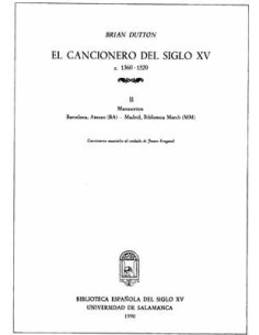 El Cancionero del Siglo XV c1360 1520 Volumen II
